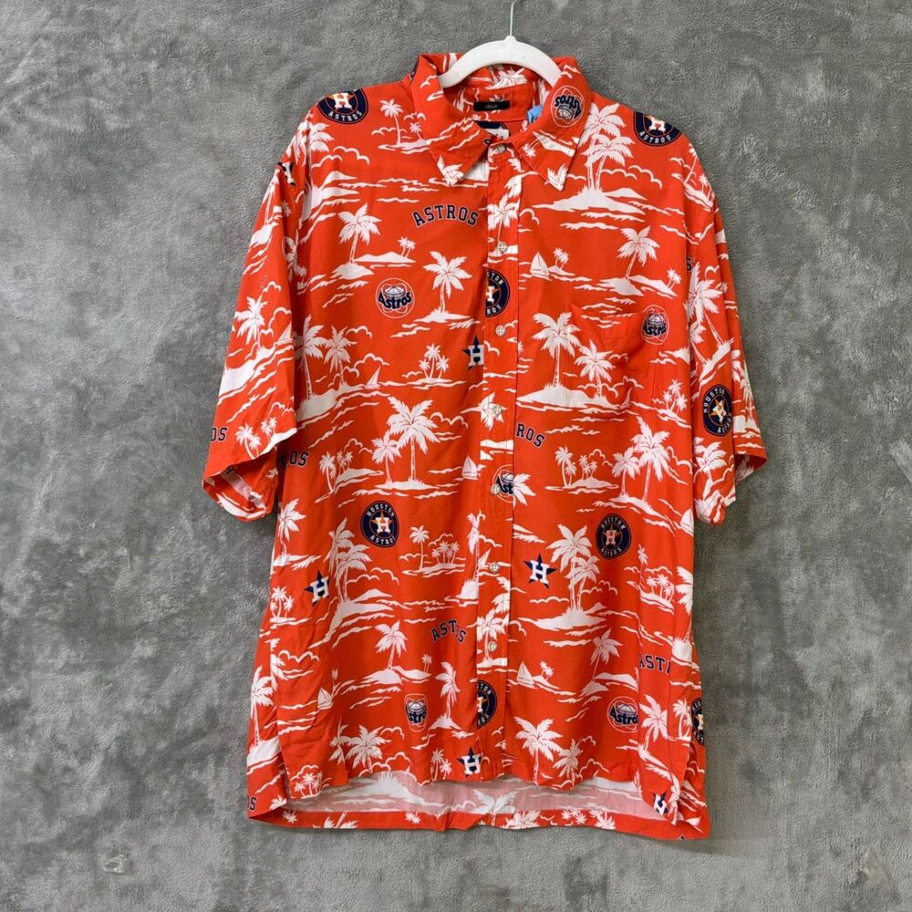 Reyn Spooner Houston Astros MLB Cooperstown Collection Orange Hawaiian Shirt XL